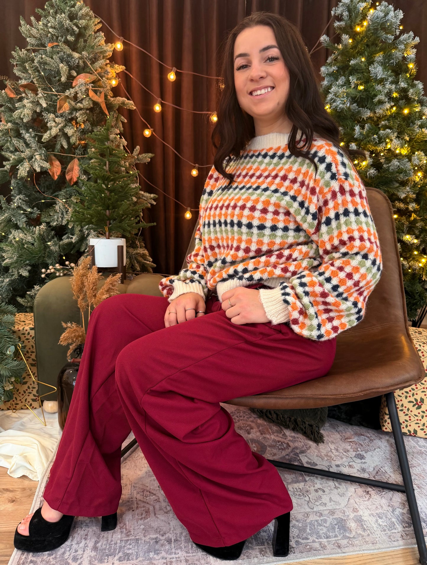 Pantalon Waffle bourgogne